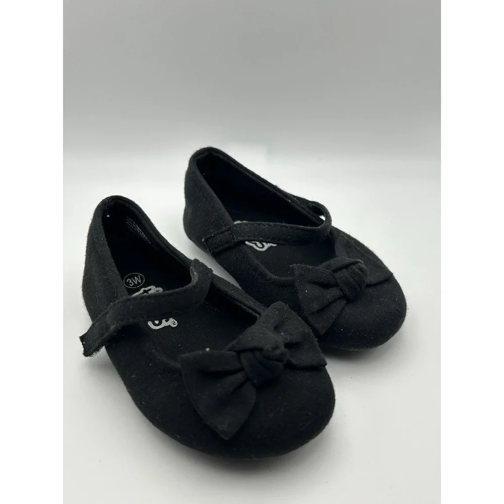Teeny Toes Girls' Infant Baby Girl Ana Black Ballet‎ Flat Shoes Size 3W